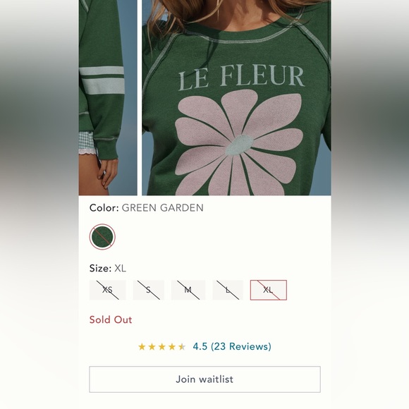 Anthropologie Sundry NWT XL super soft Le Fleur top-rated anthro sweatshirt - Picture 9 of 15